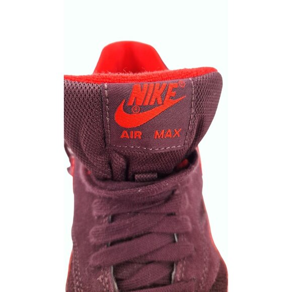 Nike Air Max 1 Sneaker Shoe Women Size 10 Burgundy Platinum Red Suede 319986-606 - Picture 9 of 10